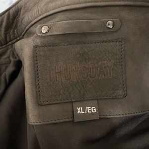 Black Matte Leather Racer Jacket from Thursday. Size XL.